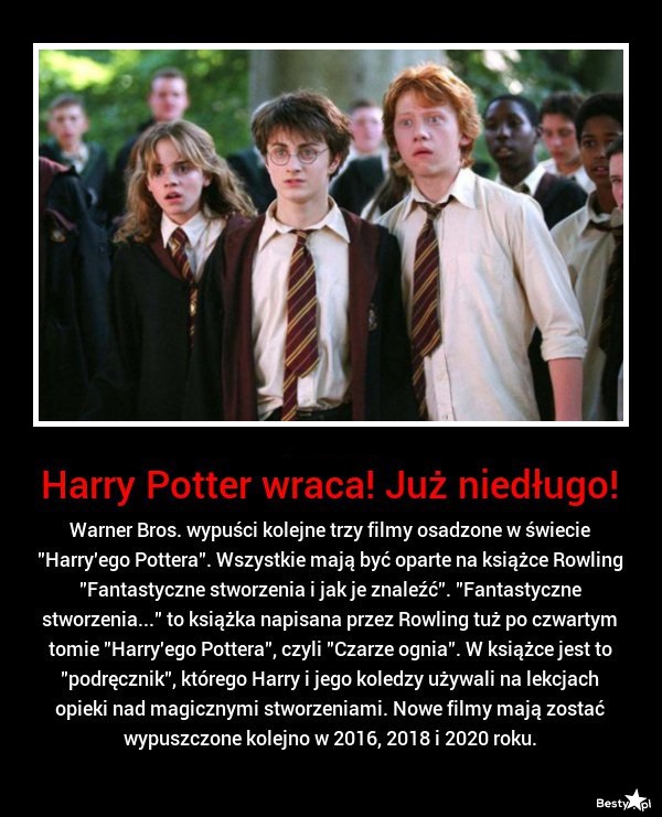 BESTY.pl - Harry Potter Wraca Do Kin Już 2016, 2018 I 2020 Roku!