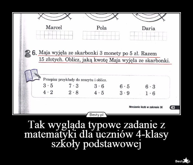 Bestypl Tak Wygląda Typowe Zadanie Z Matematyki Dla Uczniów 4 Klasy Szkoły Podstawowej 3337