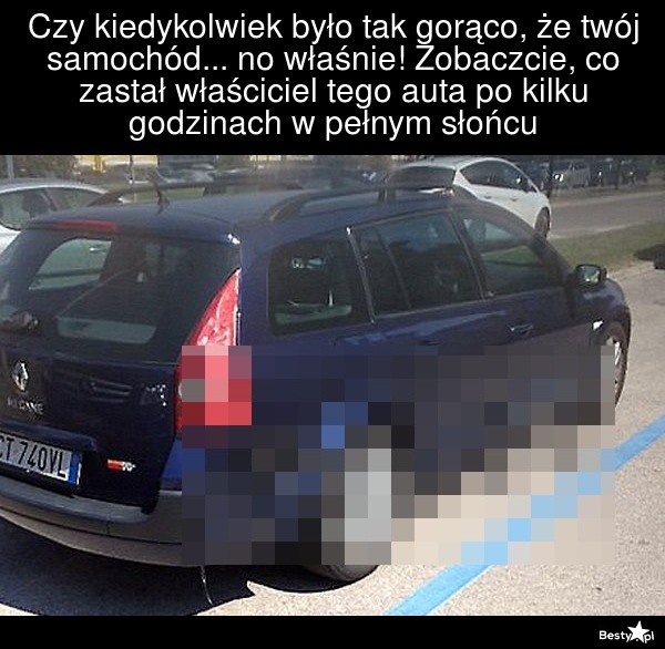 BESTY.pl Facet zostawił samochód na parkingu w upał